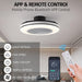 White Dimmable Flush Mount Ceiling Fan without Blades, Low Profile Flush Mount Enclosed Ceiling Fan with Light and APP Control-6-ErisView