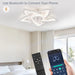White Flower Ceiling Fan with Remote, Bedroom Ceiling Fans with Lights, Small Modern Low Profile Ceiling Fan, Flush Mount Ceiling Light Fixture-4-ErisView