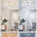 White Flower Ceiling Fan with Remote, Bedroom Ceiling Fans with Lights, Small Modern Low Profile Ceiling Fan, Flush Mount Ceiling Light Fixture-6-ErisView