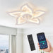 White Flower Ceiling Fan with Remote, Bedroom Ceiling Fans with Lights, Small Modern Low Profile Ceiling Fan, Flush Mount Ceiling Light Fixture-1-ErisView