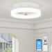 White Flush Mount Ceiling Fans with Lights, Ceiling Fan on Low Ceiling with Lights and Remote, Fandelier Ceiling Fan, Dimmable Bladeless LED Fan Light-1-ErisView