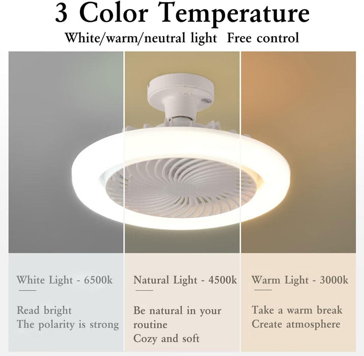 White LED Ceiling Fan with Lights and Remote Control, Dimmable Modern Fan Light for Living Room Dining Room Bedroom Office -4-ErisView