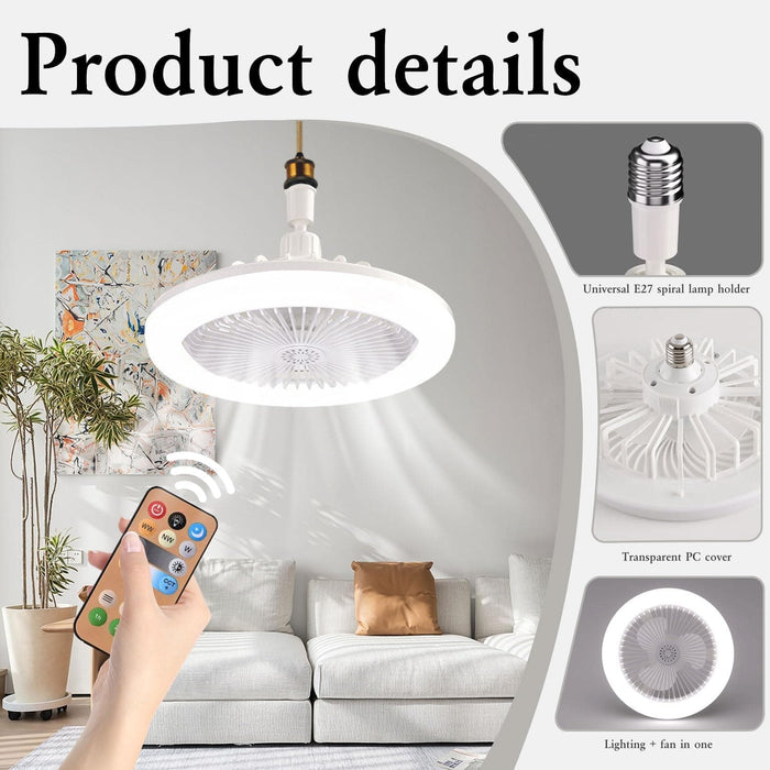 White LED Ceiling Fan with Lights and Remote Control, Dimmable Modern Fan Light for Living Room Dining Room Bedroom Office -5-ErisView