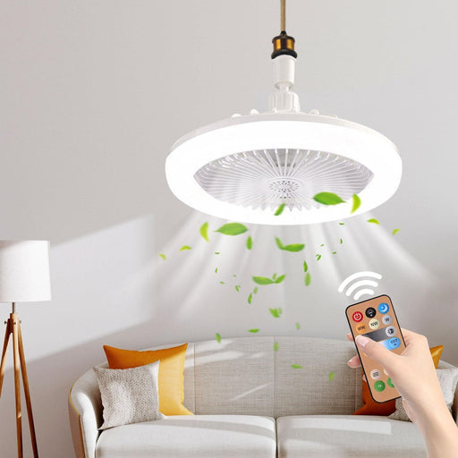 White LED Ceiling Fan with Lights and Remote Control, Dimmable Modern Fan Light for Living Room Dining Room Bedroom Office -1-ErisView