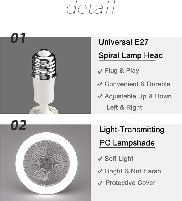 White Low Ceiling Fan Light with Remote Control, Round Modern Fan with Light, Dimmable Electric Ceiling Fan for Bedrooms Kitchen Office -3-ErisView
