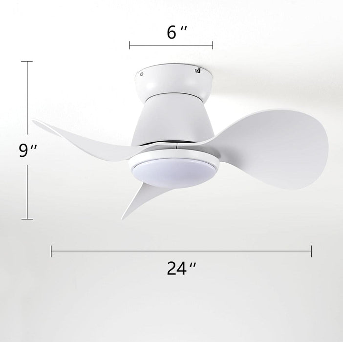 White Remote Control Ceiling Fan and Light APP Control, Modern Flush Mount Ceiling Fan with Low Profile Light for Bedroom Kitchen Patio-5-ErisView