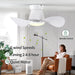 White Remote Control Ceiling Fan and Light APP Control, Modern Flush Mount Ceiling Fan with Low Profile Light for Bedroom Kitchen Patio-6-ErisView