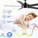 White Remote Control Ceiling Fan and Light, Modern Ceiling Fan with Light for Bedroom Kitchen, Quiet Reversible Fan in Winter Summer-14-ErisView