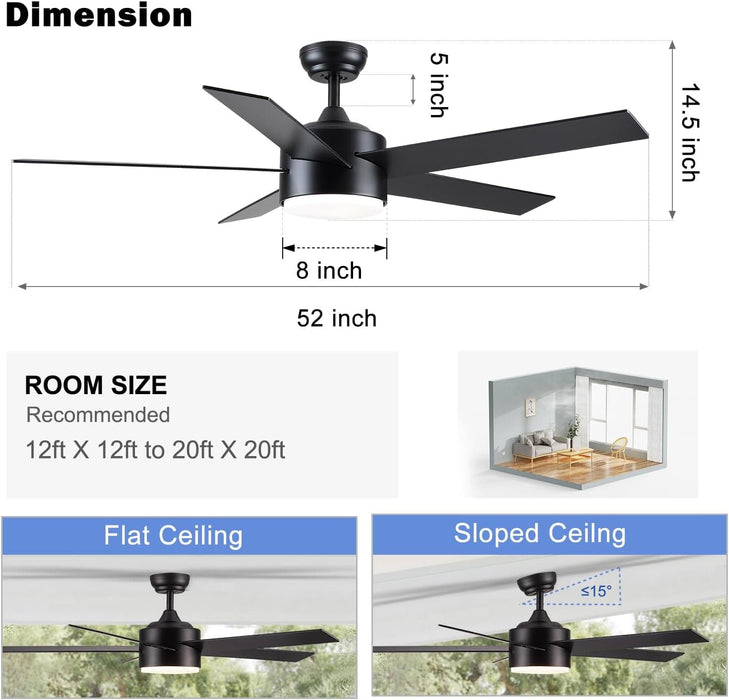 White Remote Control Ceiling Fan and Light, Modern Ceiling Fan with Light for Bedroom Kitchen, Quiet Reversible Fan in Winter Summer-15-ErisView