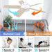 White Remote Control Ceiling Fan and Light, Modern Ceiling Fan with Light for Bedroom Kitchen, Quiet Reversible Fan in Winter Summer-21-ErisView