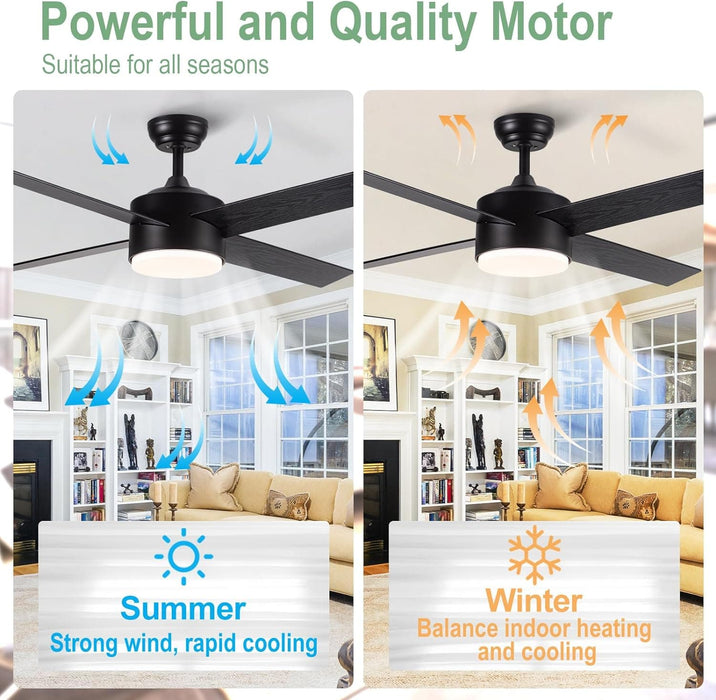 White Remote Control Ceiling Fan and Light, Modern Ceiling Fan with Light for Bedroom Kitchen, Quiet Reversible Fan in Winter Summer-31-ErisView