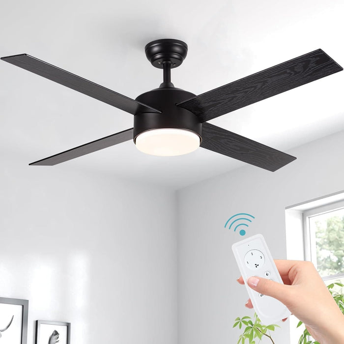 White Remote Control Ceiling Fan and Light, Modern Ceiling Fan with Light for Bedroom Kitchen, Quiet Reversible Fan in Winter Summer-36-ErisView