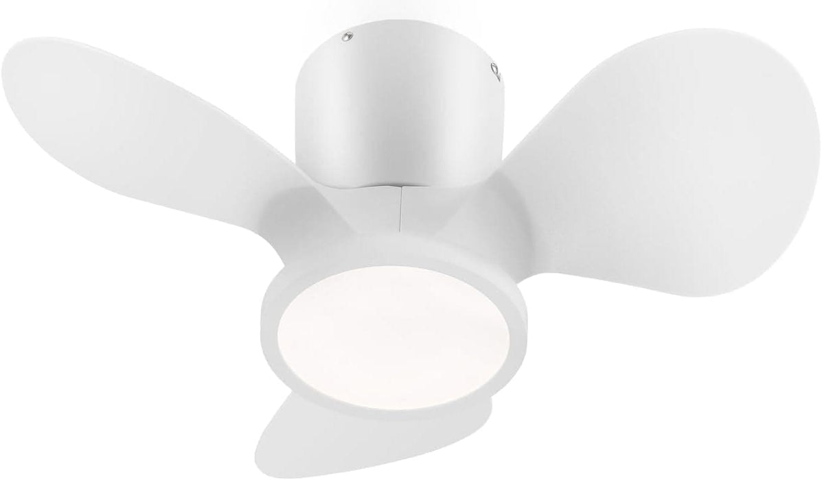 White Remote Control Ceiling Fan and Light, Small Low Profile Flush Mount Ceiling Fan for Bedroom Kitchen Patio, Porch Fans-8-ErisView