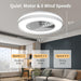 White Remote Control Ceiling Fan with Light, Bladeless Enclosed Ceiling Fan with Wi-Fi Bluetooth APP Control, Works with Alexa and Google Assistant -4-ErisView