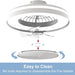 White Remote Control Ceiling Fan with Light, Bladeless Enclosed Ceiling Fan with Wi-Fi Bluetooth APP Control, Works with Alexa and Google Assistant -9-ErisView