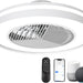White Remote Control Ceiling Fan with Light, Bladeless Enclosed Ceiling Fan with Wi-Fi Bluetooth APP Control, Works with Alexa and Google Assistant -1-ErisView