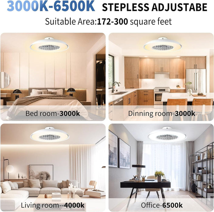 White Remote Control Ceiling Fan with Lights, Flush Mount Fandelier, Ceiling Fan with Low Profile Light for 120¡ã Wind Direction Adjustment-4-ErisView