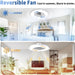 White Remote Control Ceiling Fan with Lights, Flush Mount Fandelier, Ceiling Fan with Low Profile Light for 120¡ã Wind Direction Adjustment-5-ErisView