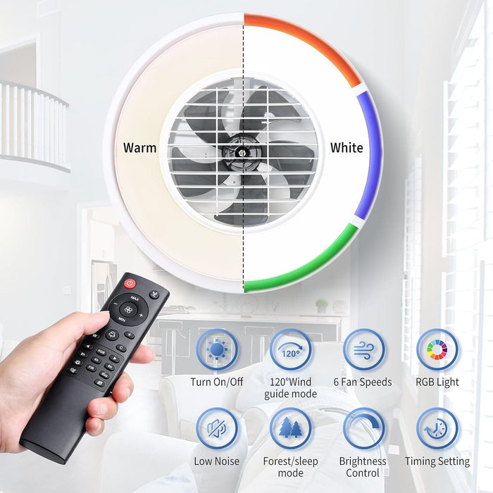 White Remote Control Ceiling Fan with Lights, Flush Mount Fandelier, Ceiling Fan with Low Profile Light for 120¡ã Wind Direction Adjustment-6-ErisView