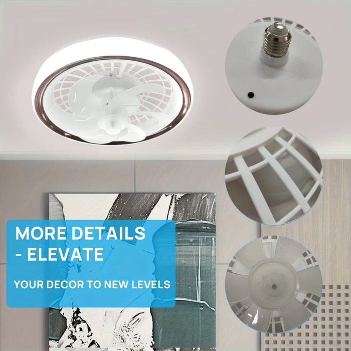 White Round LED Ceiling Fan with Remote, Modern Flush Mount Fandelier Ceiling Fan for Living Room Bedroom Kitchen Dining Room-ErisView