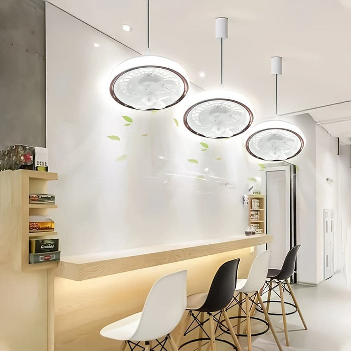 White Round LED Ceiling Fan with Remote, Modern Flush Mount Fandelier Ceiling Fan for Living Room Bedroom Kitchen Dining Room-ErisView