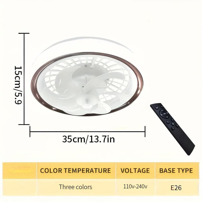 White Round LED Ceiling Fan with Remote, Modern Flush Mount Fandelier Ceiling Fan for Living Room Bedroom Kitchen Dining Room-ErisView