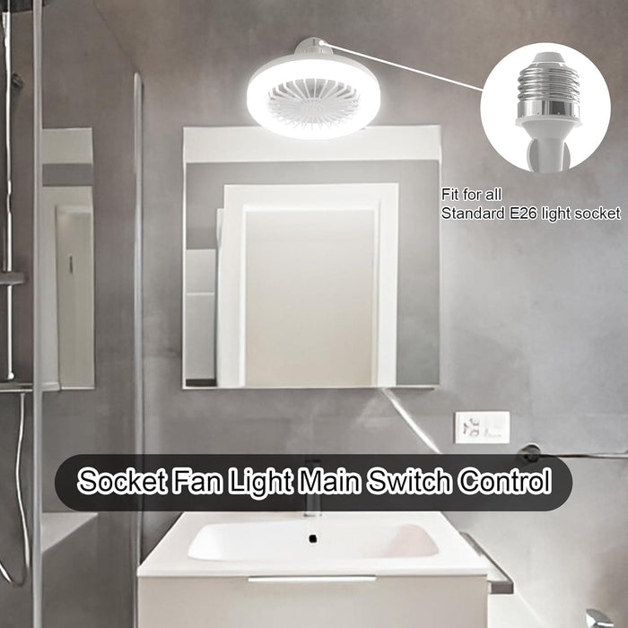 White Socket Fan Light without Remote, Socket Light Pendant Light, Mini Ceiling Fan for Small Space -2-ErisView