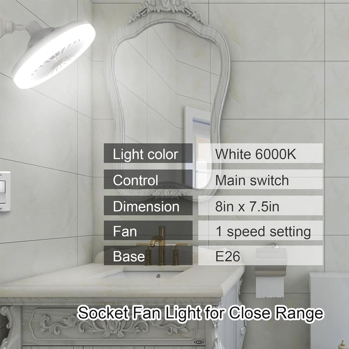 White Socket Fan Light without Remote, Socket Light Pendant Light, Mini Ceiling Fan for Small Space -3-ErisView