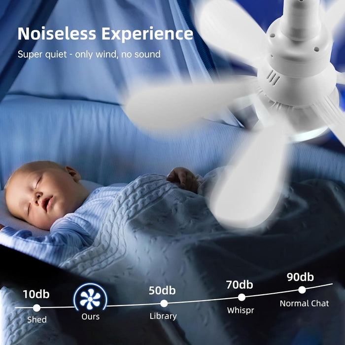 White Socket Remote Control Ceiling Fan and Light, Bedroom Ceiling Fans, Kitchen Fans with Lights, Living Room Fan -7-ErisView
