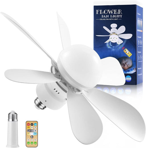 White Socket Remote Control Ceiling Fan and Light, Bedroom Ceiling Fans, Kitchen Fans with Lights, Living Room Fan -1-ErisView