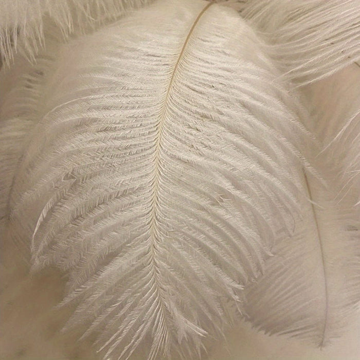 White Feather Table Lamp with Gold Metal Base, Dimmable Touch Table Lamp Nightstand Lamp, Desk Night Light Feather Detail ErisView