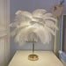 White Feather Table Lamp with Gold Metal Base, Dimmable Touch Table Lamp Nightstand Lamp, Desk Night Light on Desk ErisView