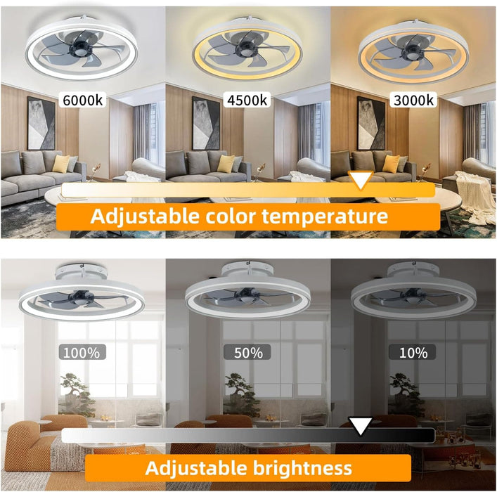 Wi-Fi Ceiling Fan with Low Profile Light, Smart Flush Mount Ceiling Fans, Compatible with Alexa and Google Assistant, Bladeless -4-ErisView