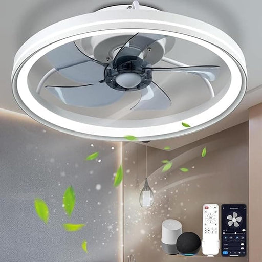 Wi-Fi Ceiling Fan with Low Profile Light, Smart Flush Mount Ceiling Fans, Compatible with Alexa and Google Assistant, Bladeless -1-ErisView