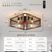 Wood Ceiling Fan with Light and Remote Control, Rustic Bladeless Cage Ceiling Fan, Low Profile Flush Mount Ceiling Fan for Bedroom Kitchen Living Room-5-ErisView