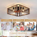 Wood Ceiling Fan with Light and Remote Control, Rustic Bladeless Cage Ceiling Fan, Low Profile Flush Mount Ceiling Fan for Bedroom Kitchen Living Room-7-ErisView