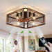 Wood Ceiling Fan with Light and Remote Control, Rustic Bladeless Cage Ceiling Fan, Low Profile Flush Mount Ceiling Fan for Bedroom Kitchen Living Room-1-ErisView