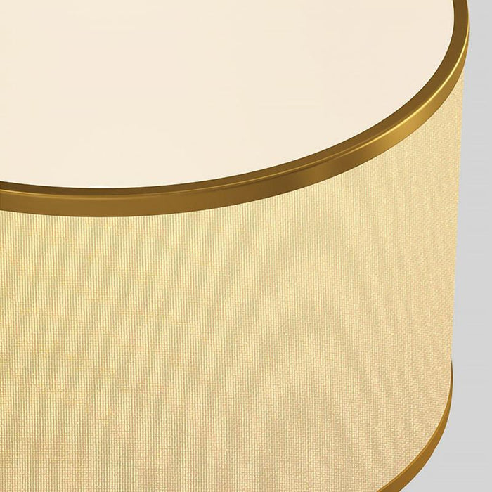 22 In.H 1-Light Drum Linen Shade Table Lamp with Gold Geometric Base