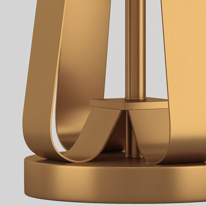 22 In.H 1-Light Drum Linen Shade Table Lamp with Gold Geometric Base