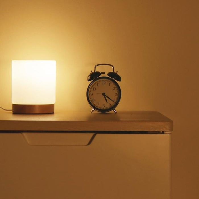 Mini Glass Cylinder Table Lamps Touch-open 360 Lighting Reading Night Light