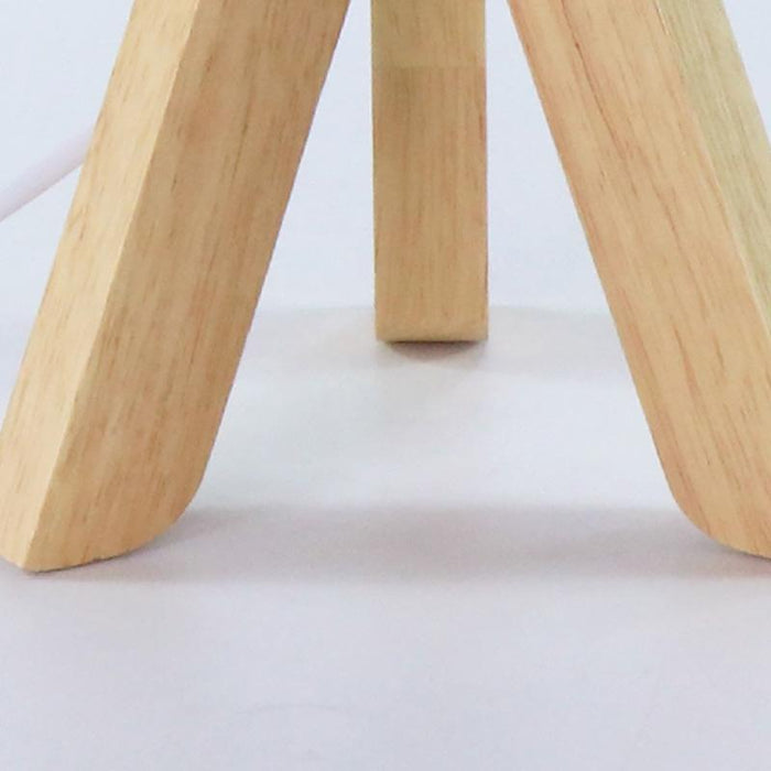 15 In.H Wood Tripod Table Lamp with Linen Shade LED Nightstand Lamps