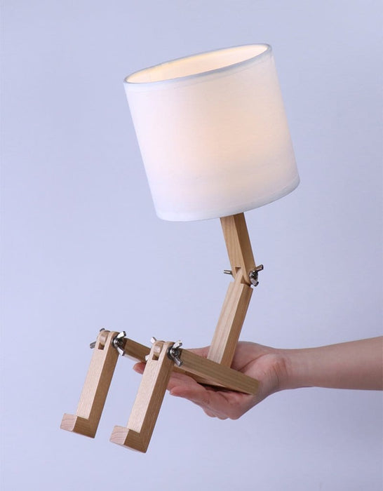 Adjustable LED Wooden Robot Table Lamp Book Holder Desk Reading Light