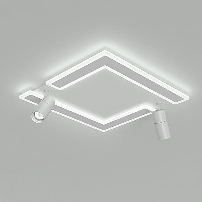 Square Dimmable Flush Mount Modern Lighting with 2 Adjustable Spotlights Track Lights
