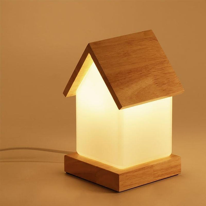 Wooden Small House Kids' Table Lamp Battery Power LED Night Lamp