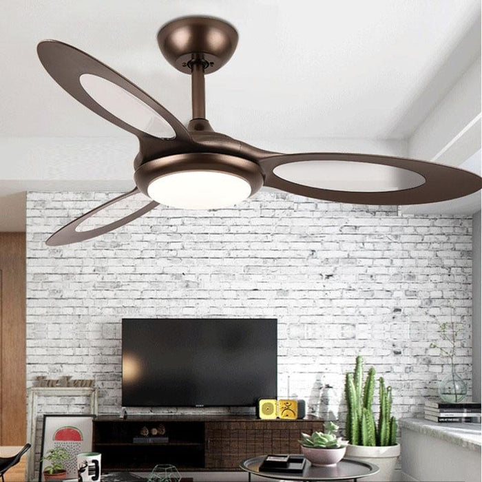 Oval 3 Blades LED Industrial Style Ceiling Fans Lights with Remote Control