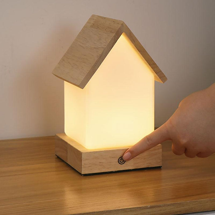 Wooden Small House Kids' Table Lamp Battery Power LED Night Lamp