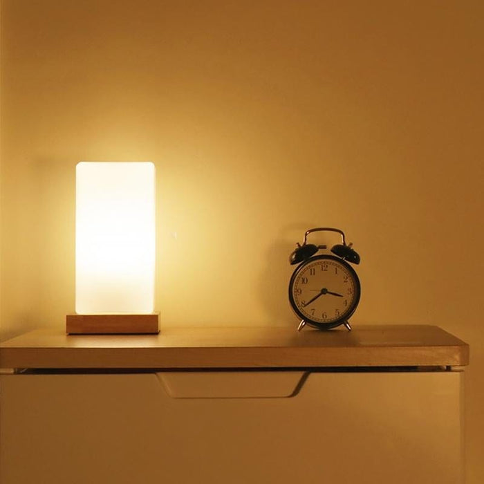 Nordic Wooden Kids' Table Lamp with Frosted Glass Remote Control Built-in Battery  Night Lamp
