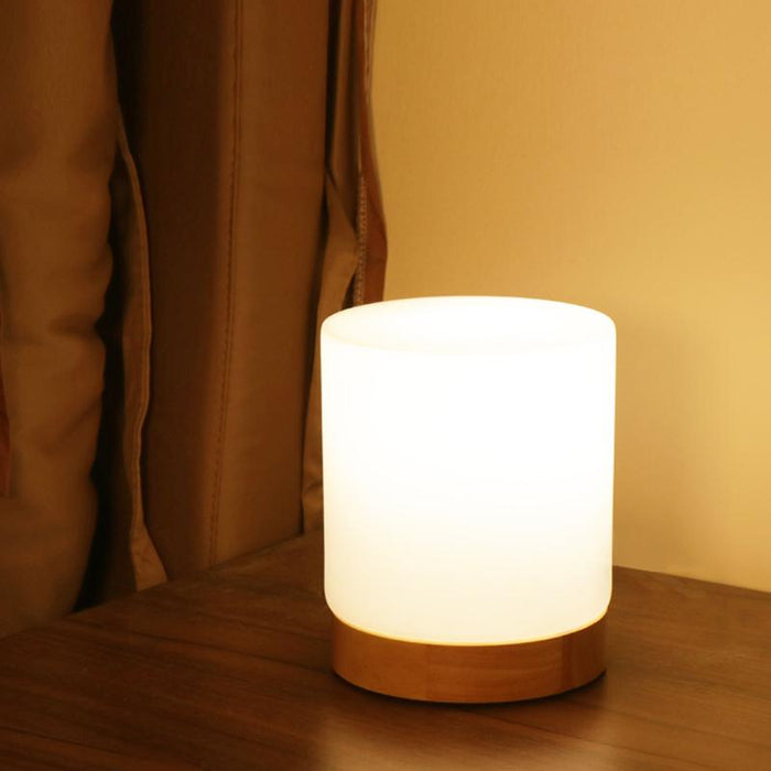 Mini Glass Cylinder Table Lamps Touch-open 360 Lighting Reading Night Light