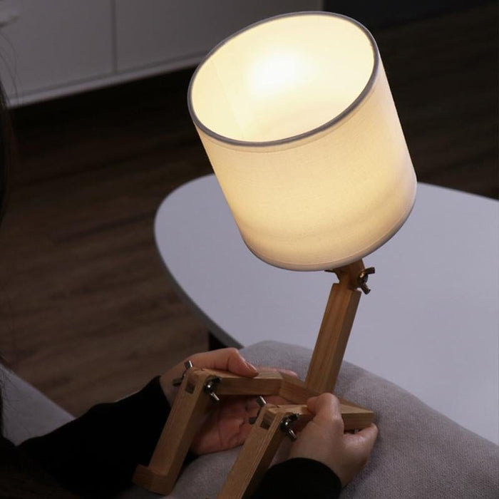 Adjustable LED Wooden Robot Table Lamp Book Holder Desk Reading Light