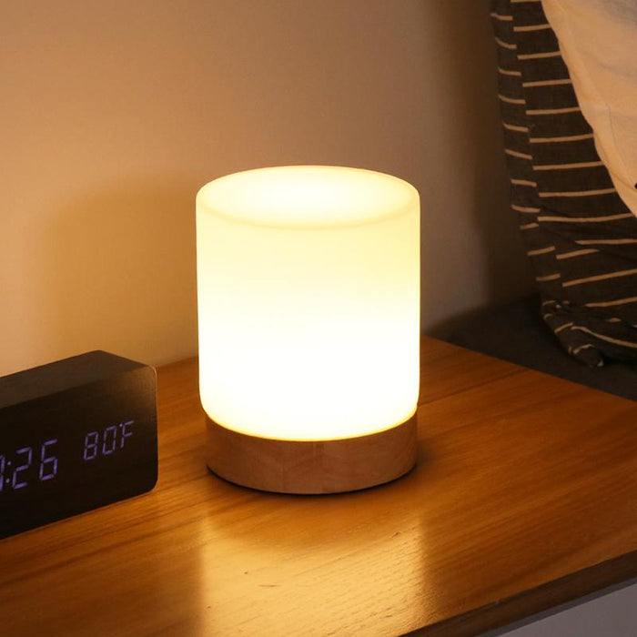 Mini Glass Cylinder Table Lamps Touch-open 360 Lighting Reading Night Light